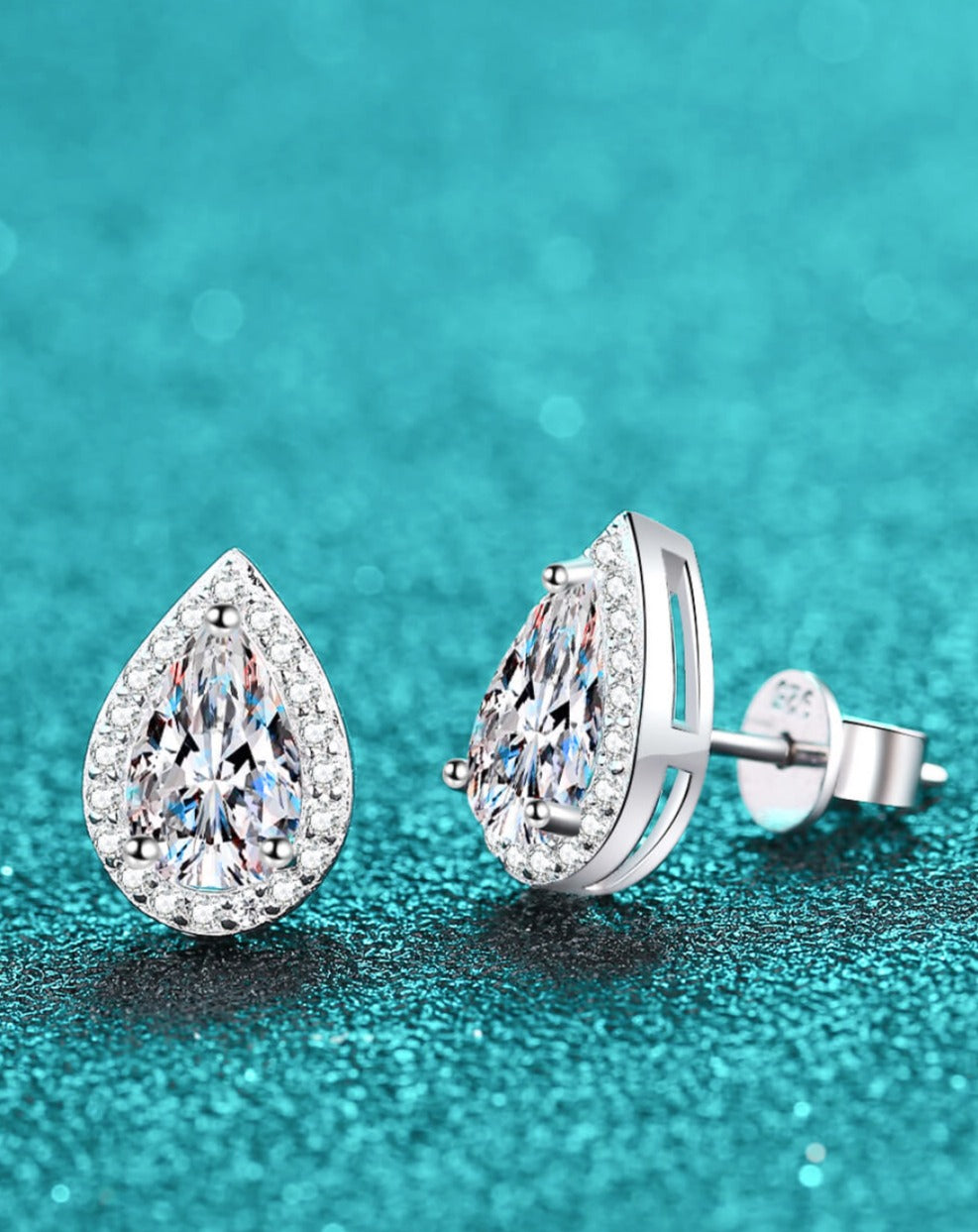 Moissanite Teardrop Stud Earrings