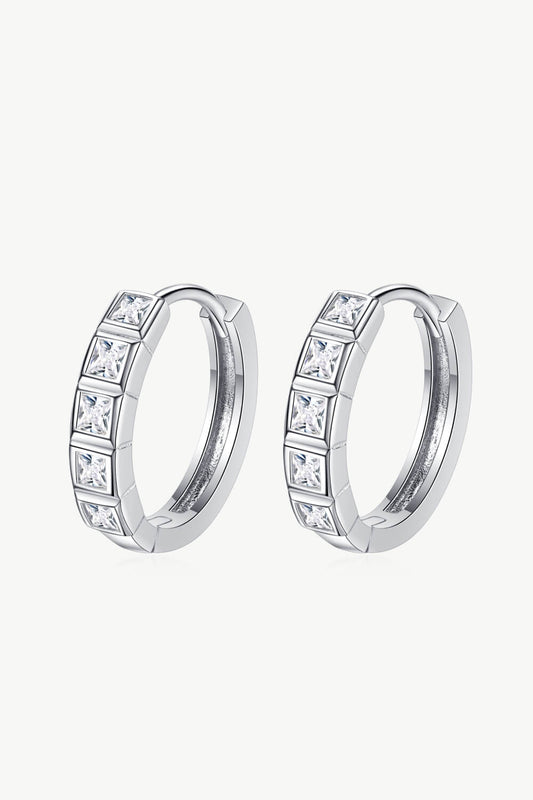 Sterling Silver Moissanite Huggie Hoop Earrings