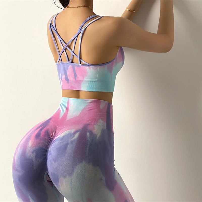 Tie Dye Seamless Crop Top & High Waist Leggings