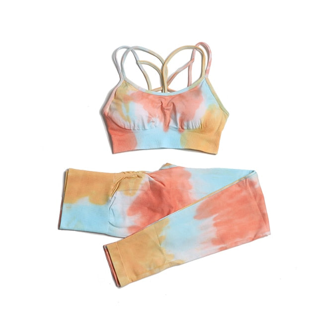 Tie Dye Seamless Crop Top & High Waist Leggings